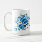 Mug Élégant Rose bleu floral (Gauche)