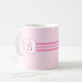 Mug Élégant rose clair rayé Fancy Initiale (Devant gauche)