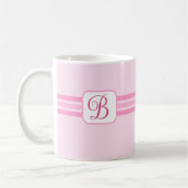 Mug Élégant rose clair rayé Fancy Initiale (Gauche)