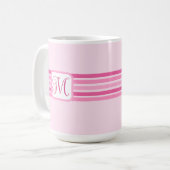 Mug Élégant rose clair rayé initial (Devant gauche)
