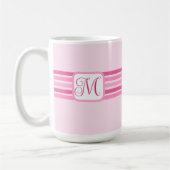 Mug Élégant rose clair rayé initial (Gauche)