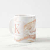Mug Élégant Rose de cuivre or huile marbre Monogramme (Devant gauche)