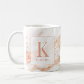 Mug Élégant Rose de cuivre or huile marbre Monogramme (Gauche)