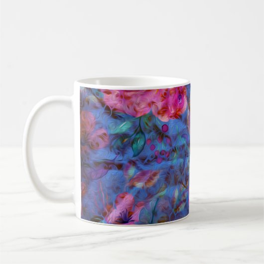 Mug Élégant Rose de violet floral Motif (Gauche)