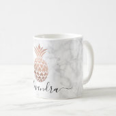 Mug Élégant rose en cuivre, ananas en marbre blanc (Devant droit)