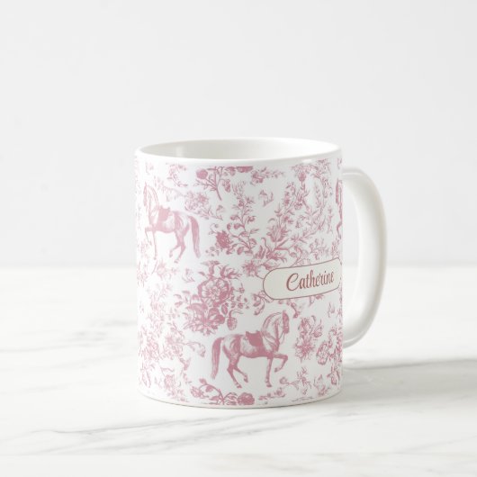 Mug Élégant rose équestre Nom de la toile florale (Devant droit)