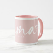 Mug Elégant rose Est, Année Texte MAMA Blanc (Devant droit)