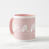 Mug Elégant rose Est, Année Texte MAMA Blanc (Devant gauche)