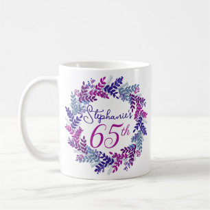 Mug Élégant rose et pourpre 65e anniversaire