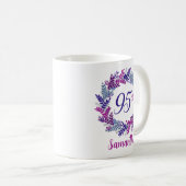 Mug Elégant rose et pourpre 95e anniversaire (Devant droit)