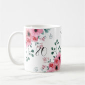 Mug Elégant rose floral 80e anniversaire Nana (Gauche)