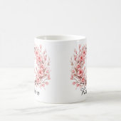 Mug Élégant rose Floral Aquarelle Nom (Centre)