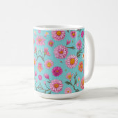 Mug Élégant rose floral blanc marguerites rose (Devant droit)