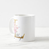 Mug Élégant rose Floral or Lettre L (Devant gauche)