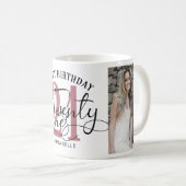 Mug Elégant Rose Gold & Black Photo 21e anniversaire  (Devant droit)