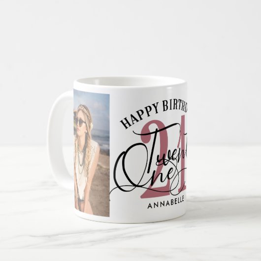 Mug Elégant Rose Gold & Black Photo 21e anniversaire  (Devant gauche)