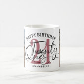 Mug Elégant Rose Gold & Black Photo 21e anniversaire  (Centre)