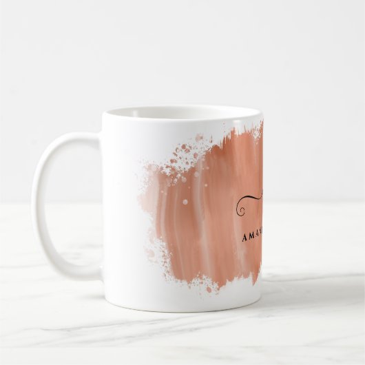 Mug Élégant Rose Gold Brush Stroke Monogramme (Gauche)