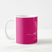 Mug Élégant rose Magenta Blanc Monogramme Script éléga (Gauche)
