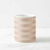 Mug Élégant rose moderne en cuivre chick or rayé (Centre)