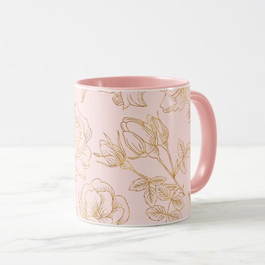 Mug Élégant Rose Or (Devant droit)