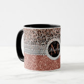 Mug Élégant Rose  or Parties scintillant Leopard Monog (Devant gauche)