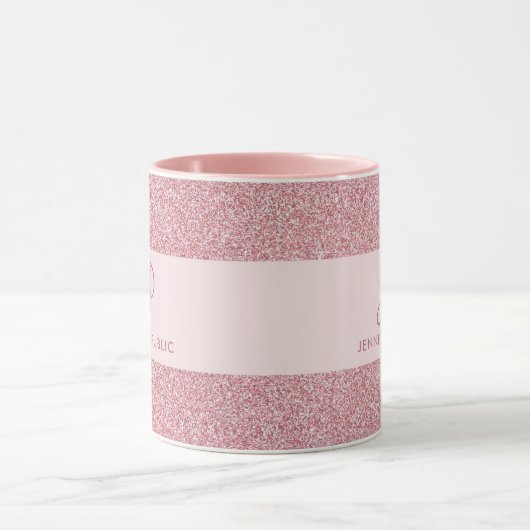 Mug Elégant Rose Parties scintillant or look Monogramm (Centre)