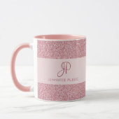 Mug Elégant Rose Parties scintillant or look Monogramm (Gauche)