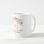 Mug Élégant rose rose or Floral 90e anniversaire (Devant droit)