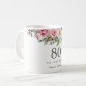 Mug Elégant Rose Rose Rose Rose Floral 80e anniversair (Devant gauche)