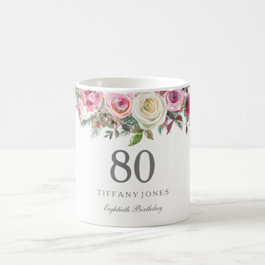 Mug Elégant Rose Rose Rose Rose Floral 80e anniversair (Centre)