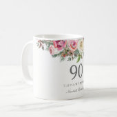 Mug Elégant Rose Rose Rose Rose Floral 90e anniversair (Devant gauche)