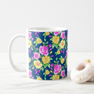 Mug Élégant rose rose rose rose jaune rose