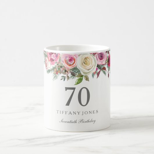 Mug Élégant Rose Rose Rose rose rose Floral 70e annive (Centre)