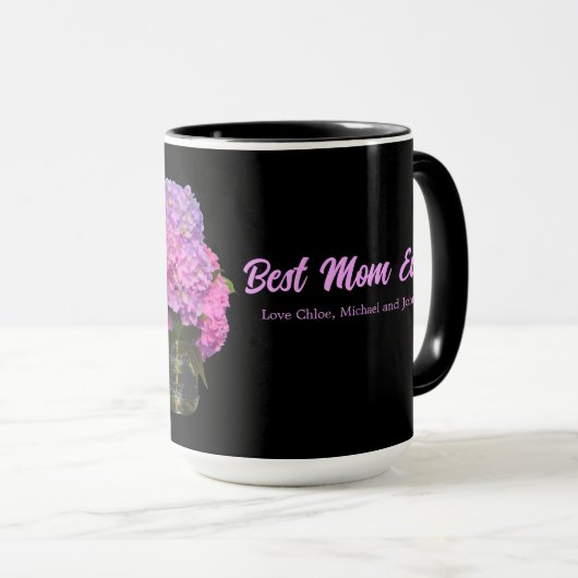 Mug Élégant rose violet bleu floral (Devant droit)