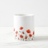 Mug Elégant rouge Aquarelle Fleurs de Pavot (Centre)