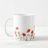 Mug Elégant rouge Aquarelle Fleurs de Pavot (Gauche)