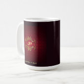 Mug Élégant rouge Damask Monogram Modèle Classic (Devant gauche)