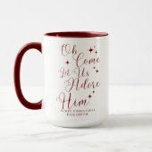 Mug Élégant Rouge Script Classic Carol Joyeux Noël (Gauche)