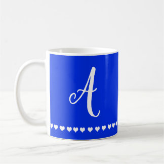 Mug Élégant Royal bleu et blanc Monogramme initial