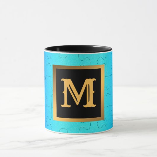 Mug Élégant Royal Blue Metal Monogramme (Centre)