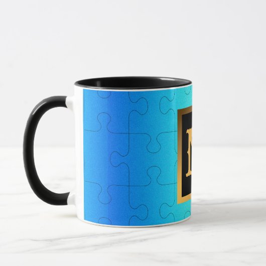 Mug Élégant Royal Blue Metal Monogramme (Gauche)