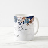 Mug élégant Royal Blue Rustic savethedate moderne. (Devant droit)