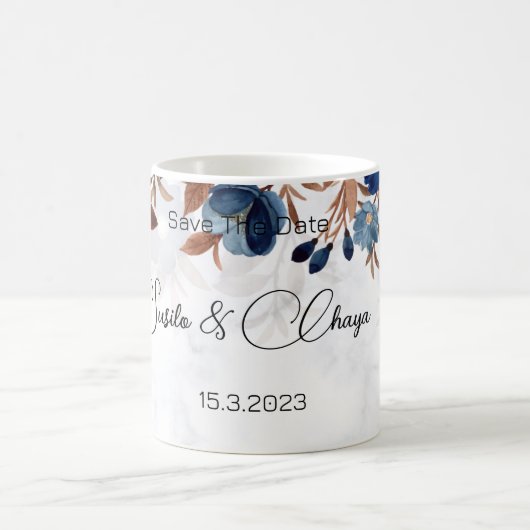 Mug élégant Royal Blue Rustic savethedate moderne. (Centre)