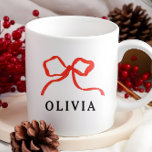 Mug Élégant ruban d'arc rouge moderne<br><div class="desc">Elégant ruban traditionnel rouge élégant simple srylish sur tendance Noël Fêtes de Noël en faveur décoration chope cadeau.</div>