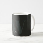 Mug Élégant rustique foncé vert foncé Monogramme noir (Devant droit)