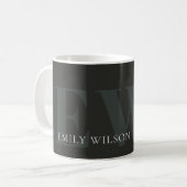 Mug Élégant rustique foncé vert foncé Monogramme noir (Devant gauche)