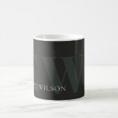 Mug Élégant rustique foncé vert foncé Monogramme noir (Centre)