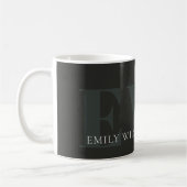 Mug Élégant rustique foncé vert foncé Monogramme noir (Gauche)
