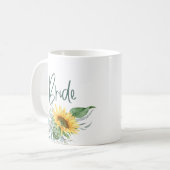 Mug Élégant Rustique Mariée Sunflower Eucalyptus Maria (Devant gauche)